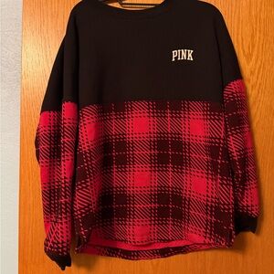 PINK Victoria's Secret Black and Red Plaid Sweatshirt